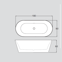 V388BL/V3880XBL000S INKA Ванна окремостояча овальна 180х80, білий (1 сорт) TREESSE