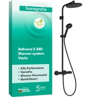 28078670 HG Activera S Душова система Showerpipe 240 1jet EcoSmart з Ecostat Fine Varia, чорний мато HANSGROHE фото 1
