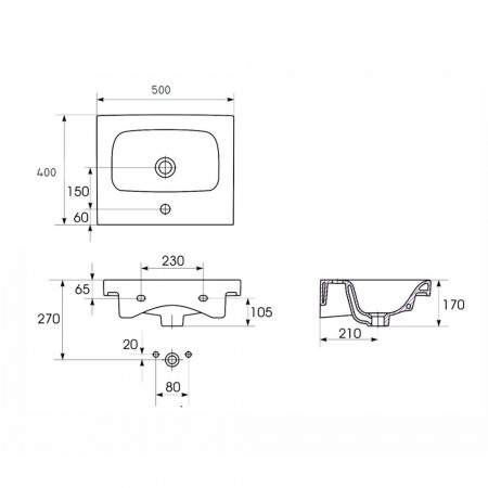 UN509-048 СЕТ B10 MODUO Тумба з раковиною 50, білий (1 сорт) CERSANIT-С Україна