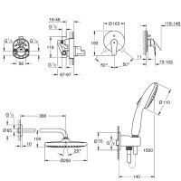 UA26415SC8 Eurosmart OHM набір для комплектації душа, 2 споживачі, чорний матовий (1 сорт) Grohe фото 1