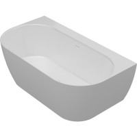 160.086.043.1-3.0.3.X.X Ванна Scorpius Lite пристінна, з переливом та сифоном, біла, штучний камінь, VAYER фото 1