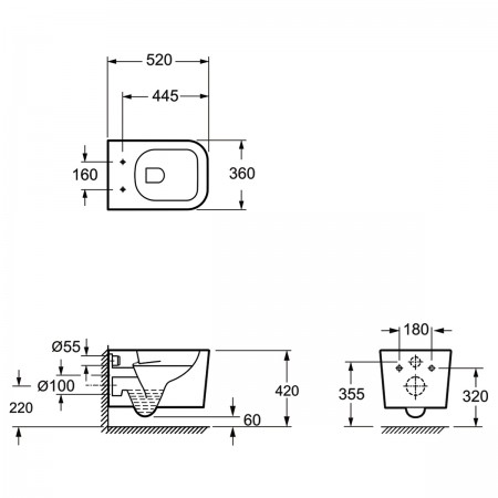 3050120 Fly Підвісний безобідковий унітаз з кришкою soft-close, білий глянець (1 сорт) Devit