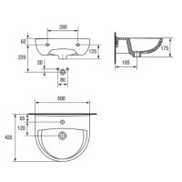 Раковина PRESIDENT 50 ONE HOLE з отвором для змішувача (картон) (CCWS1009720001) (1 сорт) MITO фото 4