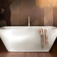 VAQUA/00 QUADRO Ванна окремостояча 159х70 см з литого (штучного) каменю, з інтегрованим сифоном, кол PAA фото 2
