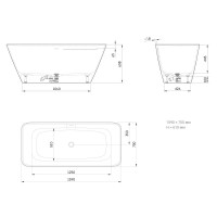 VAQUA/00 QUADRO Ванна окремостояча 159х70 см з литого (штучного) каменю, з інтегрованим сифоном, кол PAA фото 1