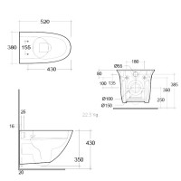 SENWC1446AWHA+SENSC3901WH RAK SENSATION Унітаз підвісний безобідковий з кришкою, білий 52см (1 сорт) RAK Ceramics фото 3