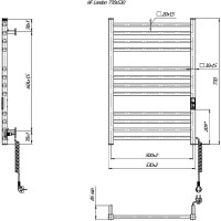 6.1.0102.06.BM Рушникосушка ел. HF London 770х530 чорний мат, в комплекті з прих.підкл (1 сорт) Hygge Family фото 4