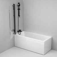 W90UBS-D080-140BT Gem Шторка на борт ванни 80х140, поворотна, профіль чорний мат, скло прозоре (				 AM.PM фото 2