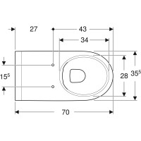 500.693.01.2 Selnova Comfort Підвісний унітаз для осіб з обмеженими фіз.можливостями, подовжений вил Geberit фото 2