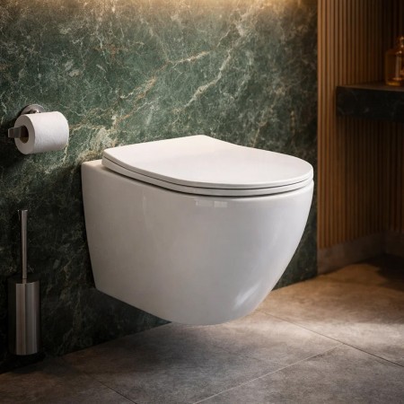 HT-1014C-WHT009 AQUAMOD Унітаз підвісний безобідковий з турбозмивом з кришкою quick-fix, soft-close  Devit