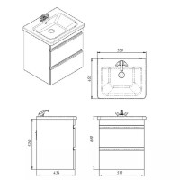 753055W FRAME Біла глянцева тумба 55см з раковиною та сифоном (1 сорт) Devit фото 6