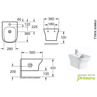8180023 TYROL Біде підвісне (1 сорт) Primera фото 2