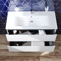 M85-FHX1002-WC1002WG38 X-Joy, База з раковиною, підвісна, 100 см, 2 ящика, білий глянець (1 сорт) AM.PM фото 4