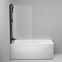 W90UBS-D080-140BT Gem Шторка на борт ванни 80х140, поворотна, профіль чорний мат, скло прозоре (				 AM.PM фото 4