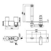 TA106CR TANGO  Змішувач для раковини зі стіни, вилив 240мм, хром (1 сорт) Paffoni фото 1