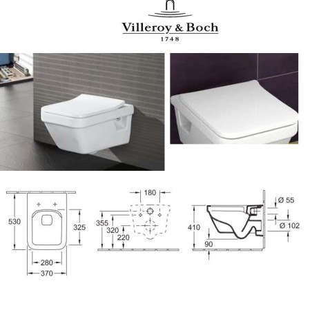 5685R001 ARCHITECTURA Унітаз підвісний+кришка 9M81S101 ARCHITECTURA Кришка slim, біла (1 сорт) VILLEROY  BOCH