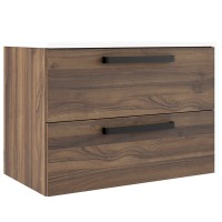 088734O FRESH Тумба 80, колір дуб з чорними ручками, без раковини (1 сорт) Devit фото 1