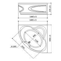 Ванна акрилова WGTRialto GARDA 150x150x58 на рамі, із фронтальною панеллю, колір білий глянець (1 со WGT фото 1