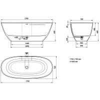 VAPERLS175/00 Perla Ванна окремостояча 175*76 см з литого (штучного) каменю Silkstone, з інтегровани PAA фото 2