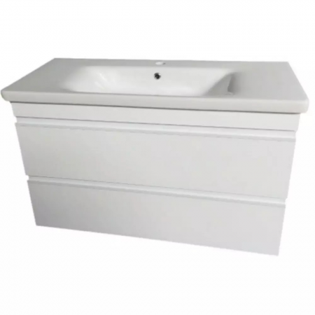 753100W FRAME Біла глянцева тумба 100см з раковиною та сифоном (1 сорт) Devit