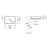 41135501 VENTICELLO Раковина на стільницю, White Alpin (1 сорт) VILLEROY  BOCH фото 2