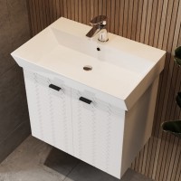 484060W Flow Тумба 60 з умивальником та ручками, білий матовий (1 сорт) Devit