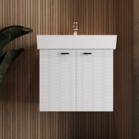 484060W Flow Тумба 60 з умивальником та ручками, білий матовий (1 сорт) Devit фото 6