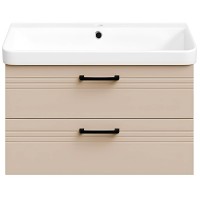 454080BE Urbanis Тумба 80 см з раковиною та чорними ручками, бежева (1 сорт) Devit фото 2