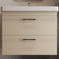 454060BE Urbanis Тумба 60 см з раковиною та чорними ручками, бежева (1 сорт) Devit фото 8