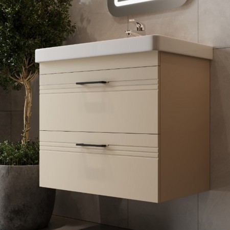 454060BE Urbanis Тумба 60 см з раковиною та чорними ручками, бежева (1 сорт) Devit