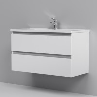 M85-FHX1002-WC1002WG38 X-Joy, База з раковиною, підвісна, 100 см, 2 ящика, білий глянець (1 сорт) AM.PM фото 1