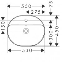 60161450 Xuniva U Раковина овальна врізна з 1 отв. під змішувач, з переливом, 550 x 450 мм, білий (1 HANSGROHE фото 2