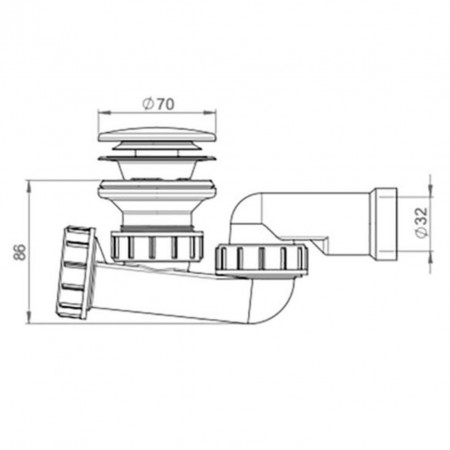 3212007 Сифон для душового піддону та ванни d52мм, хром (1 сорт) MIRAGGIO