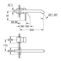 29193001 Essence New Змішувач зі стіни для раковини, хром -230 мм (1 сорт) Grohe фото 1