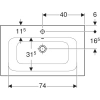 500.995.00.1 Вбудовуваний умивальник Geberit Selnova Square 80см, отвір для змішувача в центрі, пере Geberit фото 2