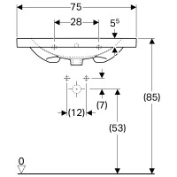 500.622.01.2 Geberit Acanto Умивальник 75см, з отвором, з переливом, білий (1 сорт) Geberit фото 4