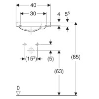 500.635.01.2 Acanto раковина 40 см, отвір праворуч, без перелива, білий (1 сорт) Geberit фото 4