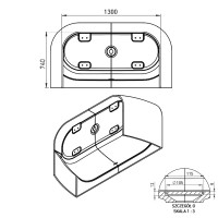 160.086.043.1-3.0.3.X.X Ванна Scorpius Lite пристінна, з переливом та сифоном, біла, штучний камінь, VAYER фото 3