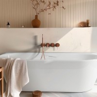 160.086.043.1-3.0.3.X.X Ванна Scorpius Lite пристінна, з переливом та сифоном, біла, штучний камінь, VAYER фото 4