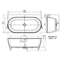 160.086.043.1-3.0.3.X.X Ванна Scorpius Lite пристінна, з переливом та сифоном, біла, штучний камінь, VAYER фото 2