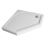 CRAFT Душовий піддон з литого (штучного) каменю, 5-ти кутний, з панеллю, білий глянець (1 сорт) PAA