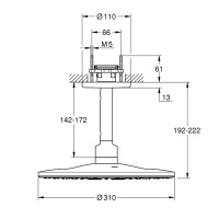 26477AL0 Rainshower SmartActive 310 Верхній душ з душовим кронштейном, 2 режими струменя, Brushed Ha Grohe фото 1