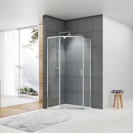 FEN0240 ART 2.0 Душова кабіна, п'ятикутна, розпашна, хром, 1000*1000, без піддона, скло прозоре (1 с Devit