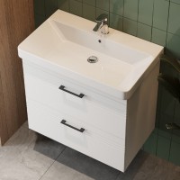 454060W Urbanis Тумба 60 см з раковиною та чорними ручками, біла (1 сорт) Devit