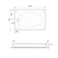 KDPART80X120/00 ART Піддон душовий прямокутний 80х120 з литого (штучного) каменю з ніжками та панель PAA
