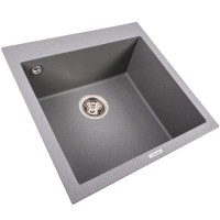 5050 GALAX  Кухонна мийка гранітна 500*500, кріплення,без сифону;  сірий мусон (1 сорт) Valeso фото 1