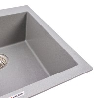 5050 GALAX  Кухонна мийка гранітна 500*500, кріплення,без сифону;  сірий мусон (1 сорт) Valeso фото 2
