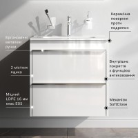 MTA-FHX0552WG-WCC0552WG  X-Joy S, База з раковиною, підвісна, 55 см, 2 ящика, біла, глянець (1 сорт) AM.PM фото 8