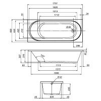 W94A-170-070W-A1  X-Joy  Ванна акрилова spirit 170x70,  біла (1 сорт) AM.PM фото 1