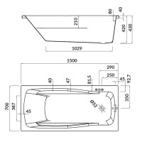 LANA Ванна 150x70  + ніжки PW01 (1 сорт) CERSANIT-С Україна фото 2